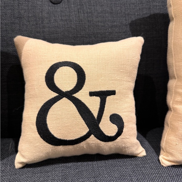 Hortense B. Hewitt Ampersand, Mr and Mrs Linen Pillow, black - Picture 3 of 4